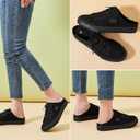BENPAO Women's Slip on Sneakers Canvas Slip ons Shoes Fashion Comfortable Mules Womens Non Slip Loafers Casual Backless Shoes (Black, Size 8/39)