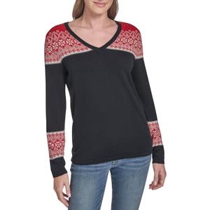 Tommy Hilfiger Women's Long Sleeve V-Neck Fairisle Pullover Sweater XS