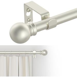 Curtain Rods for windows 48 to 84-93 inch, 5/8 inch Decorative Nickel Splicing Heavy Duty Metal Curtain Rod set with Brackets