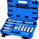 12pc Magnetic Spark Plug Socket Set with Installation Tube, 3/8" Click Torque Wrench, Spark Plug Gap Tool, Magnetic Swivel Sockets, U Joint and 10" Extension Bar 12pcs