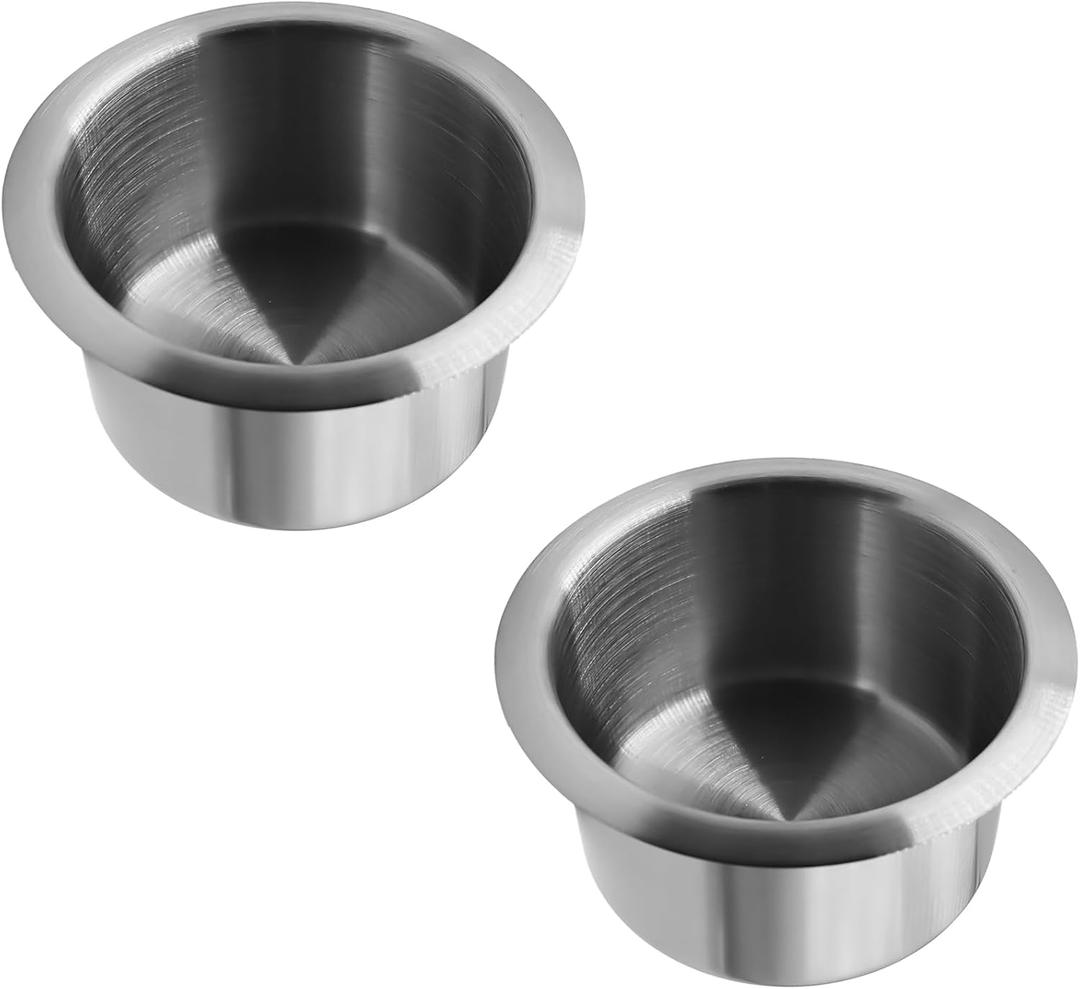 Stainless Steel Drop-in Cup Holder Jumbo Drop in Drink Cup Holder Replacement Cup Holder for Poker Table Sofa Couch Car RV Boat Yacht (117*62mm/4.61*2.44''2 PCS)