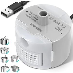Ultra-Quiet Replacement Pump for Stainless Steel Cat Water Fountains - SMA-800 Motor - Safe and Easy to Clean with Low Voltage DC 5V and USB Cable (Side Pump)