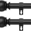 Black Curtain Rods for Windows 28 to 48 Inch,2 Pack 5/8 Inch Diameter Stainless Steel Adjustable Heavy Duty Curtain Rod with Brackets, Easy Installation for Indoor and Outdoor