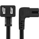 CableCreation 3 Feet 18 AWG Angled 2-Slot Non-Polarized Angle Power Cord (IEC320 C7 to Nema 1-15P), 0.915M / Black