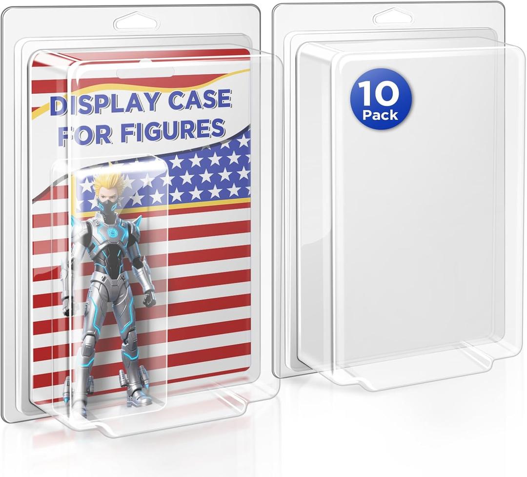 Display Case for Figures, 10 Packs Blister Clamshells Compatible With Marvel Legends, Gi-Joe, Masters of The Universe Motu, Star Wars (Fits 3.75" Carded Figures)