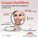 Travel Makeup Brush Holder & Pocket Mirror, Silicone Makeup Brush Organizer, Dirt-Resistant Easy to Clean Makeup Brush Bag with Anti-Fall Out Magnetic Closure (Ivory)