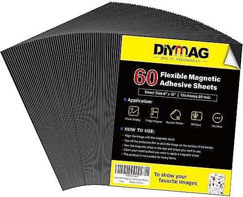 DIYMAG 60Pack Magnetic Adhesive Sheets, Magnetics Sheet with Adhesives Backing, 8x10 Inch Flexible Magnet for Crafts Photos and Die Storage Easy to Cut 3 PACK=90 DIYMAG 60Pack Magnetic Adhesive Sheets, Magnetics Sheet with Adhesives Backing, 8x10 Inch Flexible Magnet for Crafts Photos and Die Storage Easy to Cut 3 PACK=90