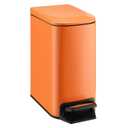 TIPGO Small Bathroom Trash Can with Lid Soft Close, 6 Liter / 1.6 Gallon Stainless Steel Garbage Can with Removable Inner Bucket, Step Pedal, Slim Trash Cans for Bedroom, Office, Kitchen (Orange)