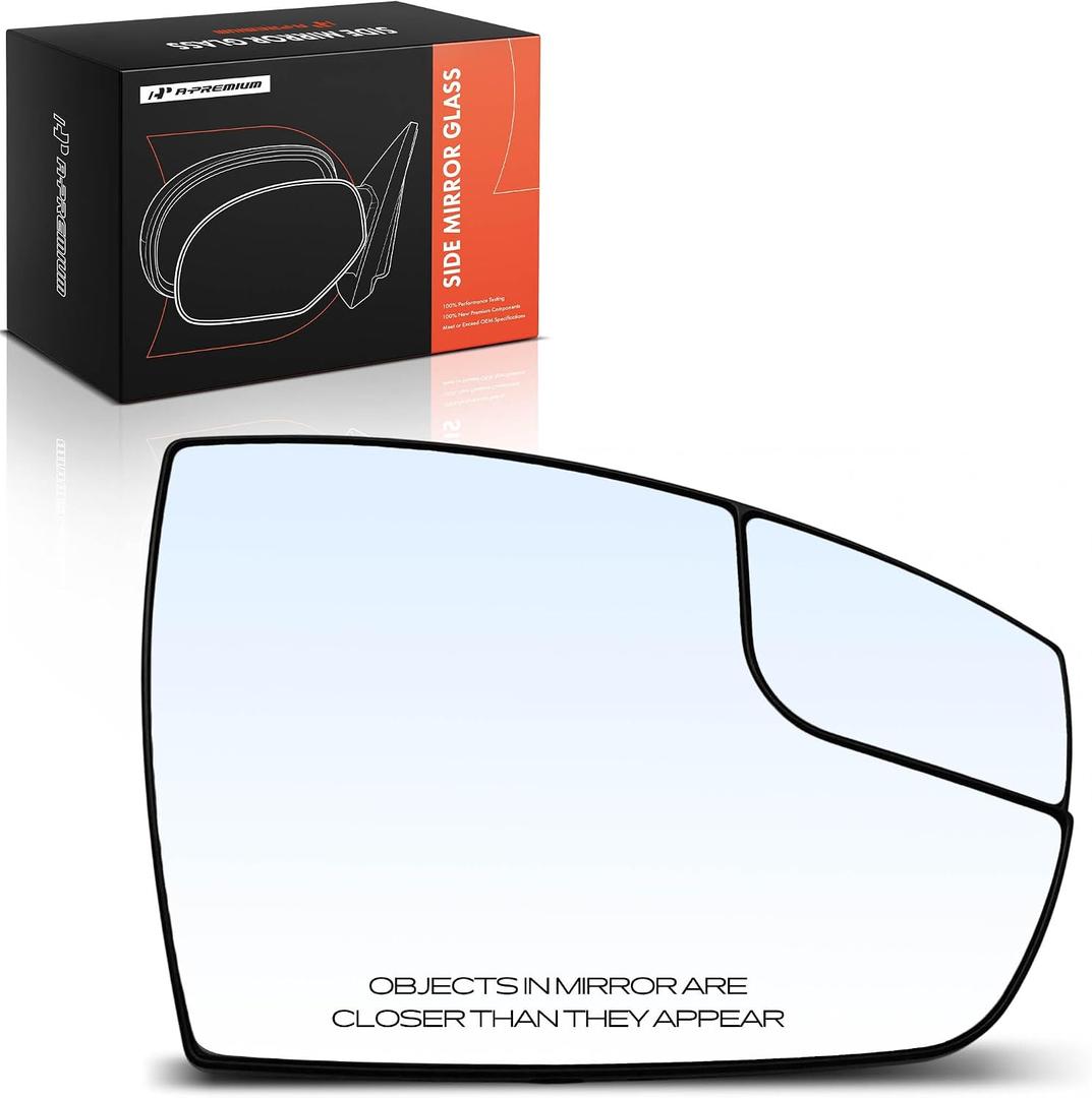 A-Premium Right Passenger Side Non-Heated Mirror Glass with Backing Plate, Medium