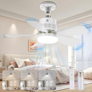 Light Socket Fan with Remote (Pairing Required), Ultra-Quiet High-Speed Fan, Adjustable 2800K–6000K LED Lighting, Memory Save, Built for Closets, Kitchens, Attics, Kids Rooms & Compact Spaces