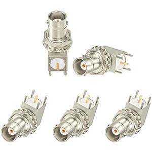 Superbat BNC Connector BNC Female Bulkhead Solder PCB Mount Right Angle Connector for CCTV Systems Monitoring Transceiver etc. Pack of 4