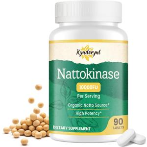 Nattokinase Supplement 10000FU  Organic Natto Enzyme 500mg for Circulatory Wellness, Enteric-Coated Tablets Aiding Digestion & Assisting Absorption, Vegan, 90 Tablets (90-Day Supply)