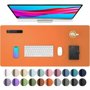 Aothia Leather Desk Pad Protector, Mouse Pad, Office Desk Mat, Non-Slip PU Leather Desk Blotter, Laptop Desk Pad, Waterproof Desk Writing Pad for Office and Home (23.6" x 13.7", Hermes Orange)