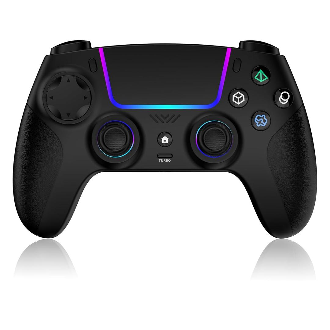 VidPPluing Wireless Controller Compatible with PS5/Android/IOS/MAC/Steam Deck, Gamepad with LED Lighting/Hall Effect Trigger/Turbo/Macro/Dual Vibration/3.5mm Headset Jack/1500 mAh Battery (black)