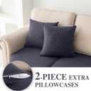 LA MEACK Couch Cushion Covers for Sectional Sofa L Shape Washable Separate Seat Chaise Couch Cover Stretch Sofa Slipcovers with 2 Pcs Pillowcases(2 Seater + 1 Chaise, Dark Grey)