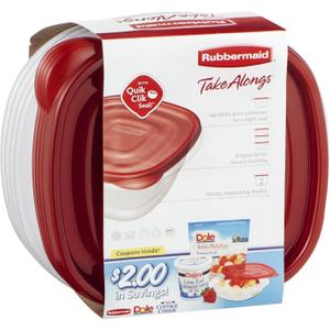 Rubbermaid 7F54RETCHIL 4 Piece Take Alongs Deep Square Containers