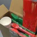 350 Pcs Merry Christmas Paper Plates and Napkins Set for 50 Guests Disposable Dinner Tableware Dinnerware Party Supplies Includes 100 Paper Plates 50 Cups Napkins Set Knives Forks Spoons (Green)