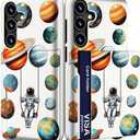 Compatible with Samsung Galaxy S24 Plus & S25 Plus Case Cute with Card Holder/Shockproof Slim Slot Wallet Phone Cover for Women for S24+ & S25+ / Astronaut Space Planets Spaceman Cosmo Galaxy
