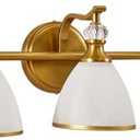 ANDY STAR Brushed Gold Bathroom Vanity Light 3-Light, Vintage Bathroom Light Fixtures Over Mirror with Crystal Beads, Wall Sconce Lighting with Frosted Milky Glass Shade, E26 Base (Bulbs Not Included)