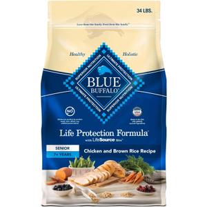 Blue Buffalo Life Protection Formula Senior Dry Dog Food, Supports Joint Health and Mobility, Made with Natural Ingredients, Chicken & Brown Rice Recipe, 34-lb. Bag (EXP 08/31/27)