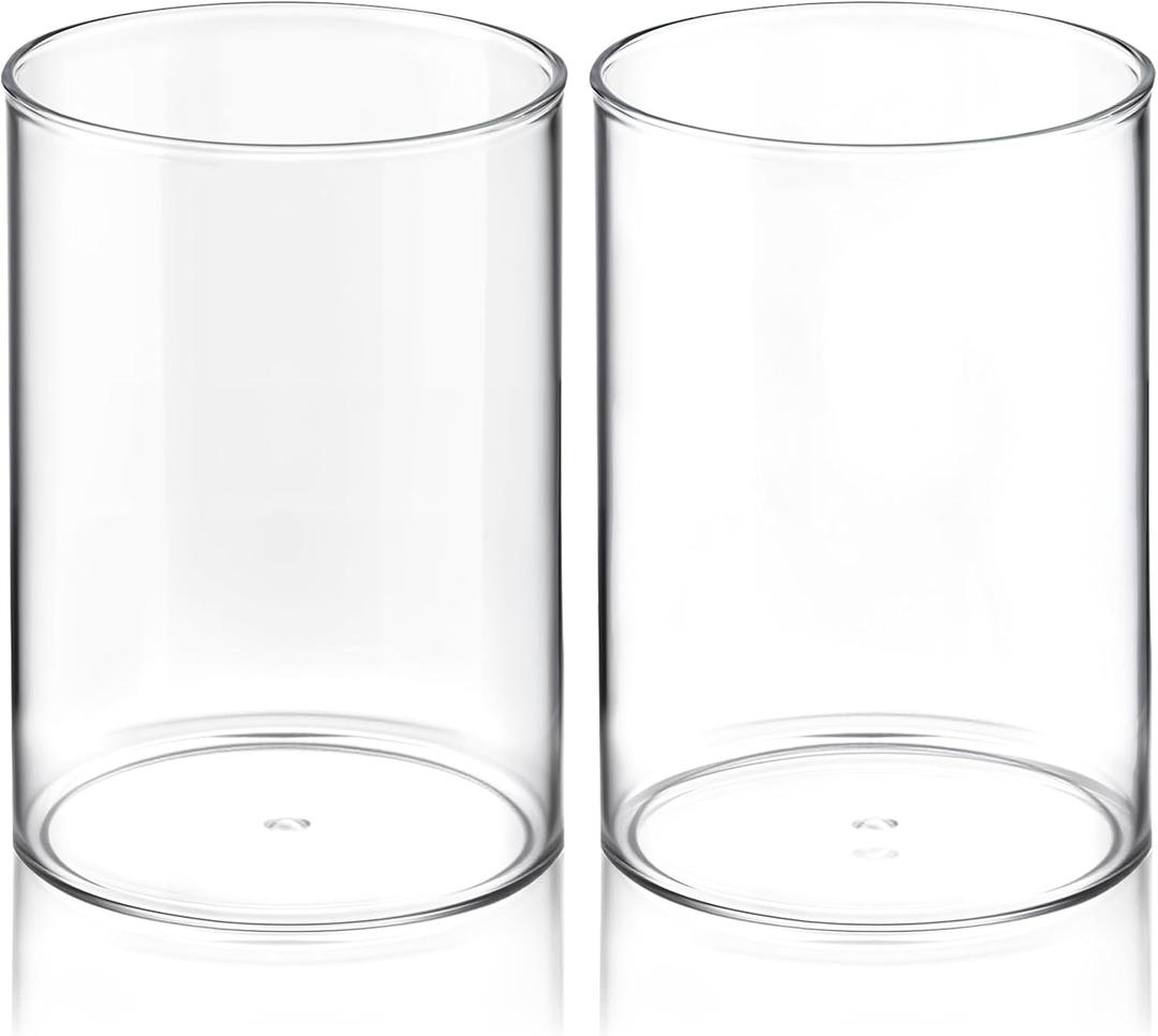 2 Pcs Pen Holder Acrylic Cylinder Container Stylish Clear Acrylic Desk Organizer Round Makeup Brush Storage Desktop Pencil Cup Clear Stationery Organizer for Home School Office Supplies Countertop