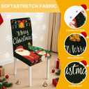 Christmas Chair Covers Set of 4 Santa Claus Snowman Christmas Tree Design Stretch Dining Chair Slipcovers Washable Universal Seat Protectors for Holiday Party, Kitchen, Banquet, Home Decoration