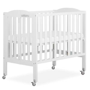 Dream On Me 2-in-1 Portable Mini Crib, Non-Full Size Baby Crib for Small Spaces, 2 Mattress Heights, Compact Travel Design, Includes Mattress, GREENGUARD Gold & BSA Certified, White