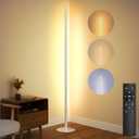 LED Corner Floor Lamp for Living Room, Minimalist Light with Remote Control, Stepless Adjustable 2700k-6500k Colors & Brightness, Modern Reading Bright Light, 58" Standing Lamp for Bedroom Home Office (Silver)