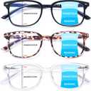 Progressive Multifocal Anti Blue Light Reading Glasses for Women and Men Fashion Eyeglasses Frame (Multicolor-c3)