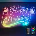 MissAudrey 21x13 Inch Happy Birthday LED Neon Sign for Backdrop Birthday Party Decoration, RGB Colorful Dimmable Light Up Signs, Art Decoration Happy Birthday Neon Sign for Wall Decor(RGB Color)