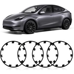 Wheel Rim Protect for Tesla Model Y 21" (2020-2024), Easy-Install Hubcaps Wheel Cover, Scratch-Resistant Car Tire Trim Rings, Stylish Design for Induction Wheels, Matte Black 4Pcs Model Y Accessories