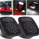 2Pcs Smoked Universal Rear Square Combination 39 LED Signal Tail Lights w/License Plate and Backup Reverse Lights Flatbed Trucks Brake Stop Turn Tail Light for Wrangler CJ TJ YJ Tail Lights Assembly