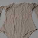 ANRABESS Women Long Sleeve Crew Neck Bodysuits Top 2025 Fall Slim Fit Ribbed Knit Soft Basic Tee Shirts (Large, Light Apricot)