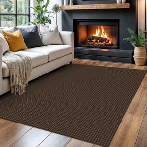 Braided Area Rug 4x6 Ft Washable Rugs for Entryway Non Slip Throw Rugs Boho Door Mat Indoor Entrance Cotton Bedroom Rug Woven Door Carpet for Foyer Bedroom Living Room, Brown
