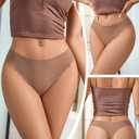 SHARICCA Womens Seamless Thongs No Show Underwear Soft Ribbed Invisible Panties Wave Edge Multi Pack (X-Large, 7p01 - Dark Colors)