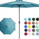 JEAREY 11' Patio Umbrellas Outdoor Table Market Umbrella w/Crank, 8 Sturdy Ribs, UV Protection Windproof for Garden, Deck, Backyard, Pool(Cerulean)
