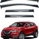 4pcs JDM Vent Window Visors Compatible with Rogue Sport 2017-2022 Only, Outside Mount Style Sun Rain Guard, Smoke Tint with Chrome Trim