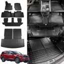 Rongtaod Floor Mats Compatible with 2020-2025 Ford Explorer 7 Seats Cargo Mat Cargo Liner Trunk Liner Back Seat Cover Protector 2024 Explorer Accessories (Trunk Mat with Backrest Mat+Floor Mats) (Compatible with 7 Seats Explorer)