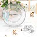 Tioncy 50 Set Clear Charger Plates Bulk Beaded Plastic Charger Plates 13 Inch, Napkin Rings, Acrylic Round Dinner Table Decorative Plate for Wedding Party Event (Clear and Silver)