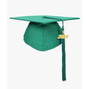 Unisex Adult Matte Graduation Cap with Tassel Year Charm 2025 Pack of 2, Green