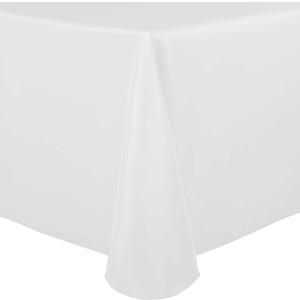 Ultimate Textile 70 x 104in Oval Tablecloth - Polyester Linen Table Cloth with Seamless Design, Machine Washable & Stain Resistant - White, 104" X 70" (Oval)