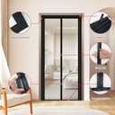 Adjustable Transparent Insulated Door Curtain DIY Size Width 29"-34" Height 79"-82",Screen Door with Reinforced Magnets Auto Closer, to Keep Warm in Winter Cool in Summer for Air Conditioner Room