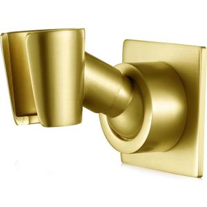 Shower Head Holder Handheld Shower Wand Holder Adjustable Shower Head Bracket Shower Wall Mount Holder, Brushed Brass/Gold Finish, Drill Free Glue Installation