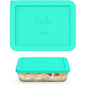 Sophico 6 Cup Rectangle Silicone Storage Cover Lids Replacement for Pyrex 7211-PC Glass Bowls, Container not Included (Mint-1pack)