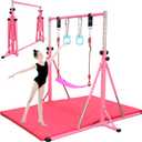 FC FUNCHEER Foldable Gymnastics Bar,5FT Horizontal bar,Adjustable Kids Training bar for Kids Ages 3-15,Kids Gymnastics bar,Triangle Stable Structure-Gym Equipment for Home