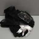 Foxiny Sexy Stockings Mini Skirt Mesh Sheer Lace Halloween Costume Maid Outfit Lingerie with Thong Set 4 Piece (3X-Large, Black)