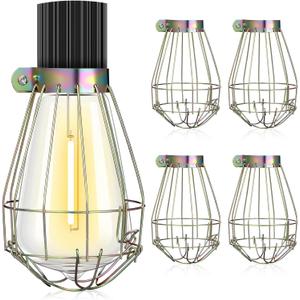 PRETYZOOM 5Pcs Industrial Light Bulb Guards Metal Cage Covers Clamp-on Wire Lampshade Protector for Workshop Factory Lighting