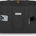 HOMESPON Large Canvas Tote Bag for Women Everything Bag with Pockets and Laptop Sleeve (Black)
