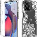 Case for Moto G Stylus 2023 Case, Motorola G Stylus 2023 with Tempered Glass Screen Protector, Floral Design Full Body Protective Cell Phone Cover for Motorola Moto G Stylus 2023 Mandala