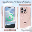 Mag-Ring Designed for iPhone 15 Pro Case, Liquid Silicone [Moisturizing Factor] Extreme Soft Slim Phone Case with Stand [Compatible with MagSafe] for iPhone 15Pro 6.1 inch Men Women, Light Pink